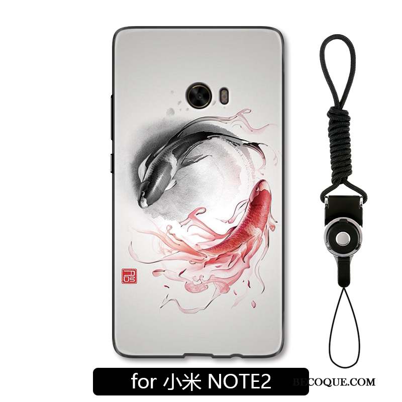 Mi Note 2 Coque Gris Style Chinois Squid Tout Compris Étui Ornements Suspendus