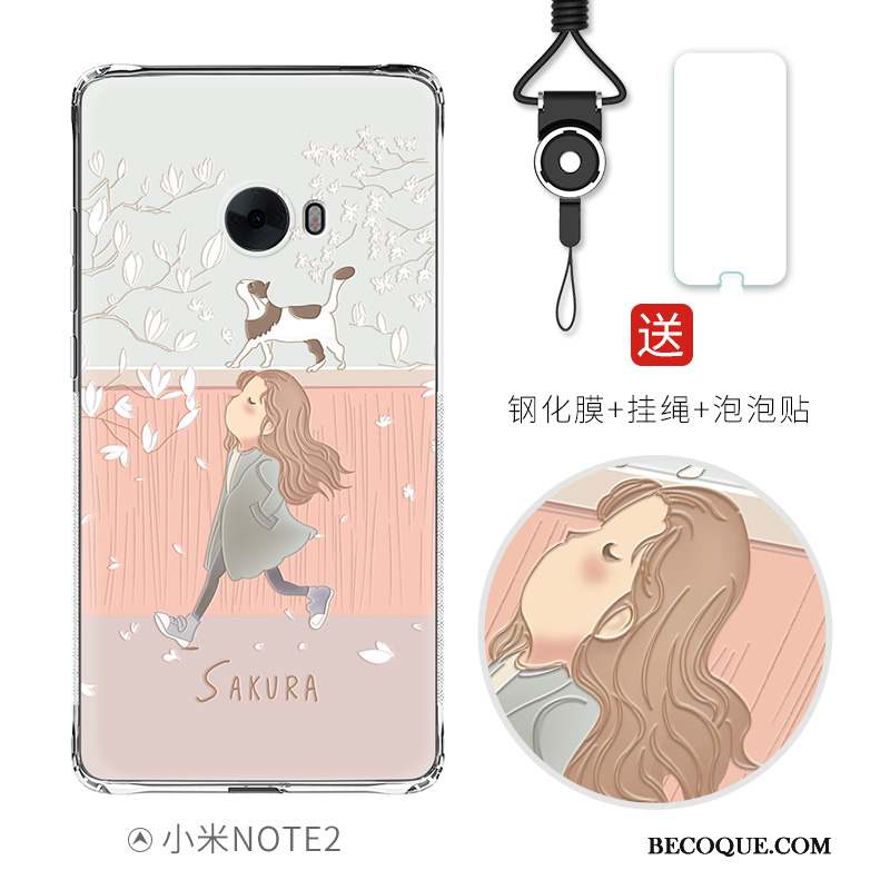 Mi Note 2 Coque Rose Étui Gaufrage Ballon Dessin Animé Tout Compris