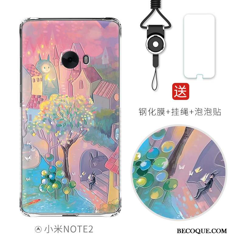 Mi Note 2 Coque Rose Étui Gaufrage Ballon Dessin Animé Tout Compris