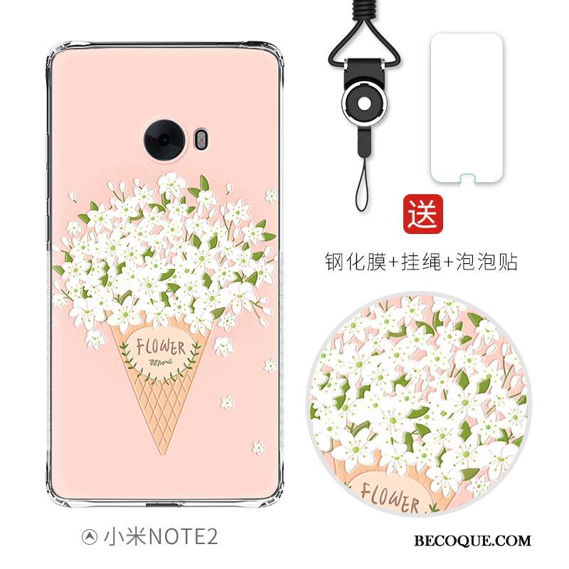 Mi Note 2 Coque Rose Étui Gaufrage Ballon Dessin Animé Tout Compris