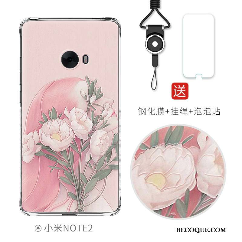 Mi Note 2 Coque Rose Étui Gaufrage Ballon Dessin Animé Tout Compris