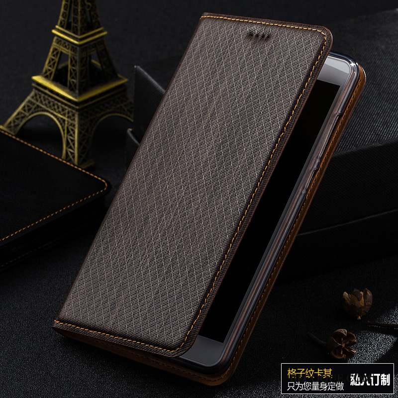 Mi Note 2 Coque Étui En Cuir Petit Protection Plaid Cuir Véritable Housse