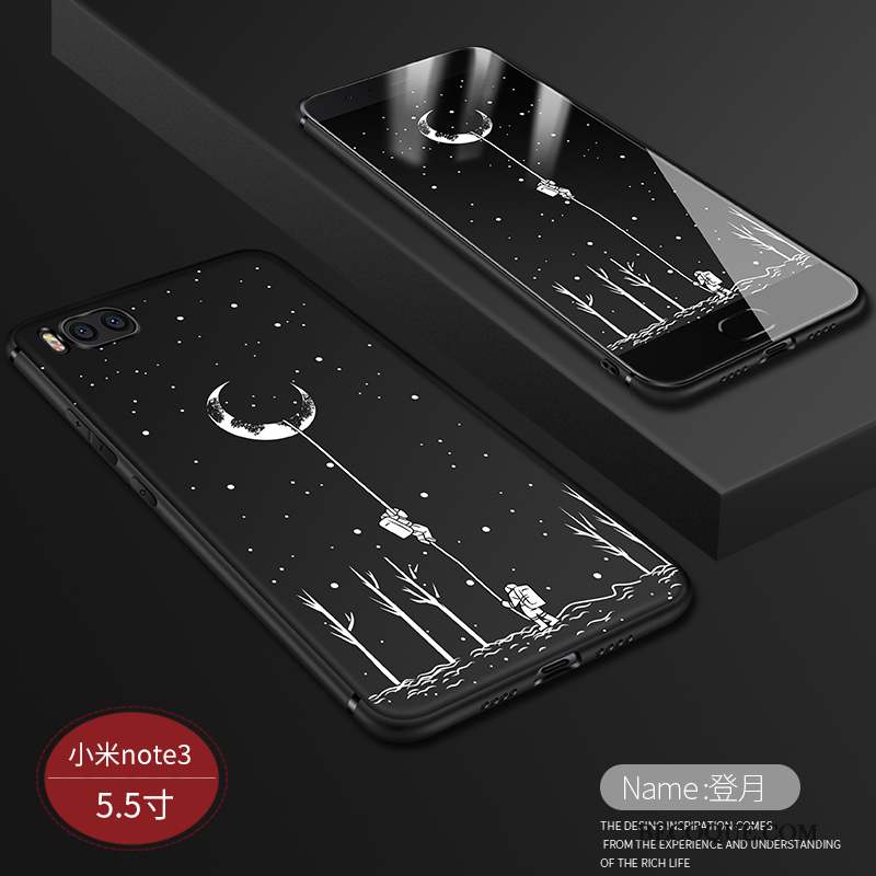 Mi Note 3 Coque Fluide Doux Personnalité Petit Marque De Tendance Noir Créatif