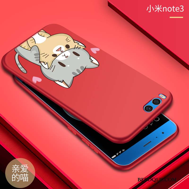 Mi Note 3 Coque Incassable Fluide Doux Rouge Silicone Petit Protection