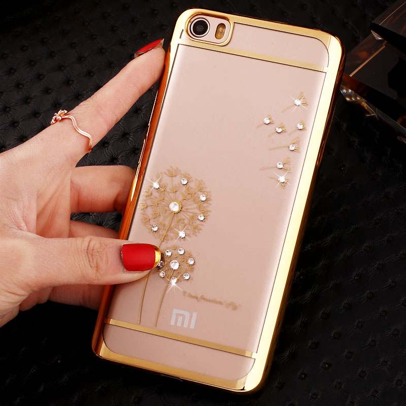 Mi Note Coque Rose Petit Étui Placage Protection Strass