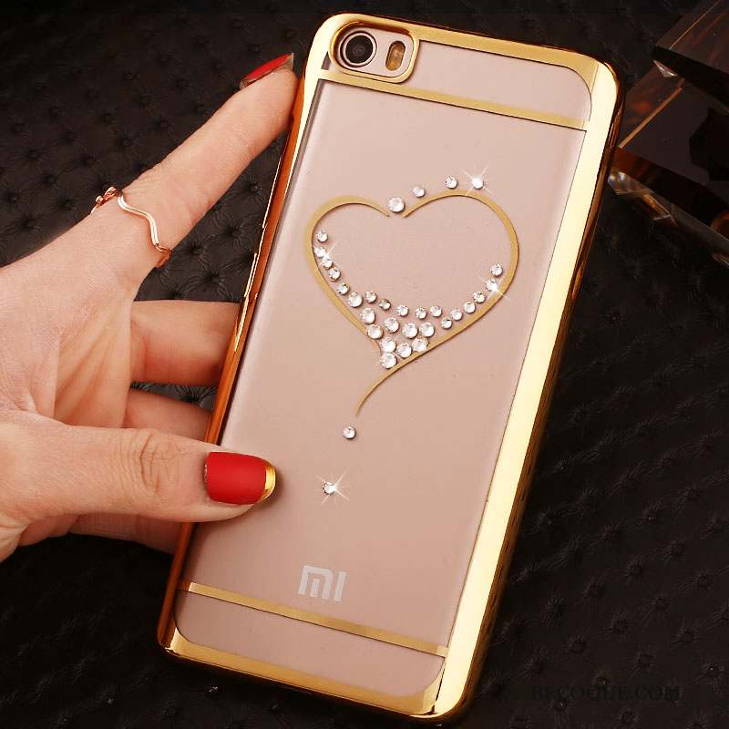 Mi Note Coque Rose Petit Étui Placage Protection Strass