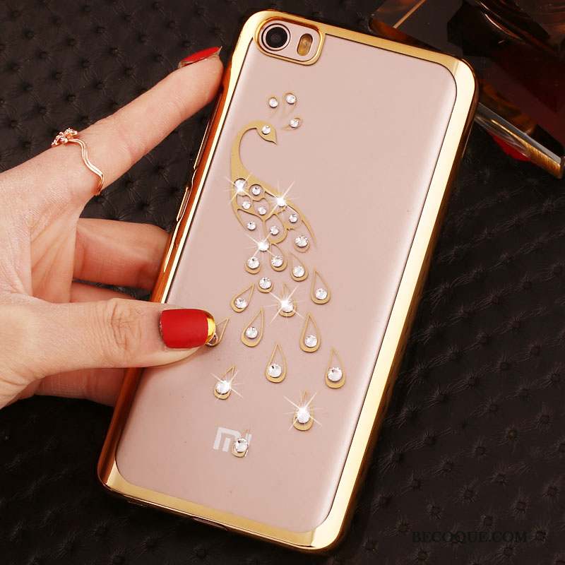 Mi Note Coque Rose Petit Étui Placage Protection Strass