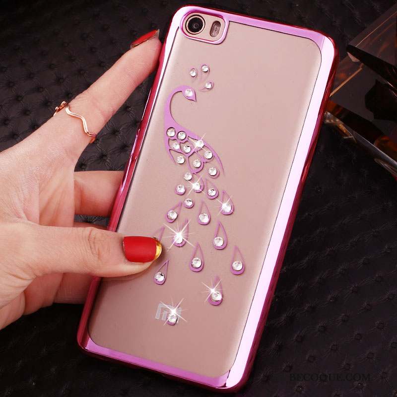 Mi Note Coque Rose Petit Étui Placage Protection Strass