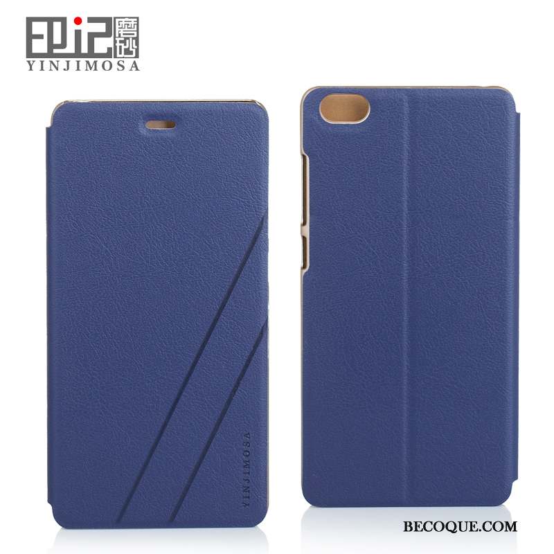 Mi Note Coque Étui En Cuir Bleu Téléphone Portable Petit Dormance Support