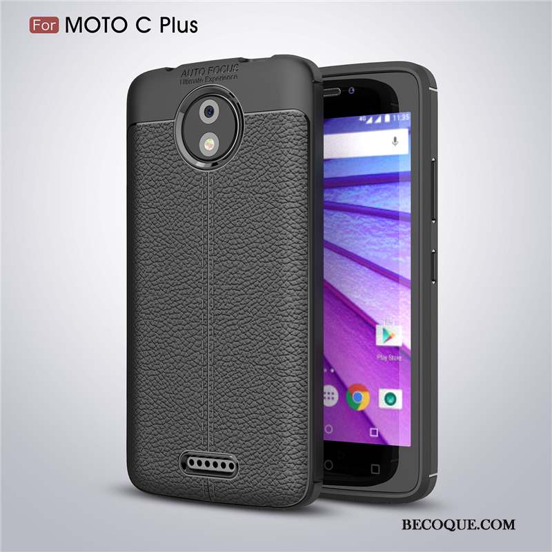 Moto C Plus Coque De Téléphone Protection Étui Modèle Fleurie Incassable Noir