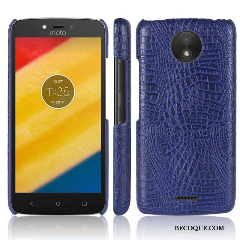 Moto C Plus Crocodile Modèle Étui Téléphone Portable Incassable Bleu Clair Coque De Téléphone