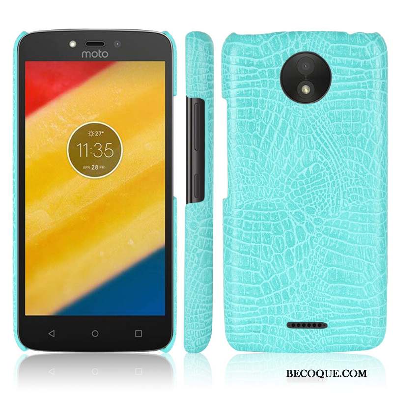 Moto C Plus Crocodile Modèle Étui Téléphone Portable Incassable Bleu Clair Coque De Téléphone