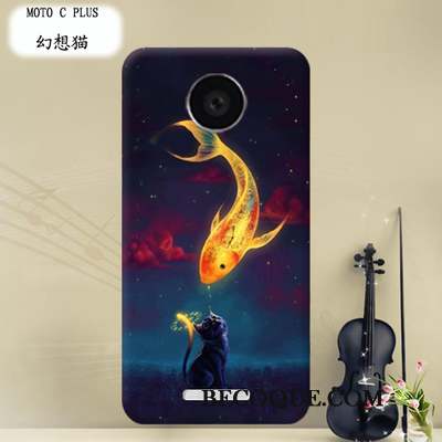 Moto C Plus Étui Violet Transparent Coque De Téléphone Dessin Animé Protection