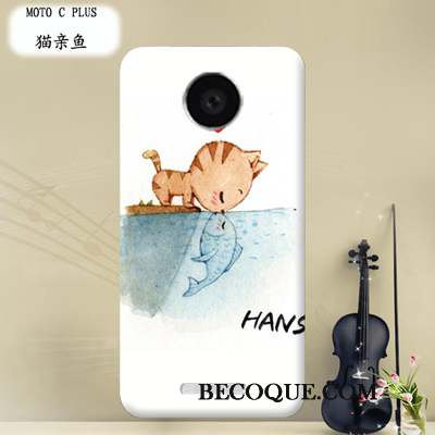 Moto C Plus Étui Violet Transparent Coque De Téléphone Dessin Animé Protection