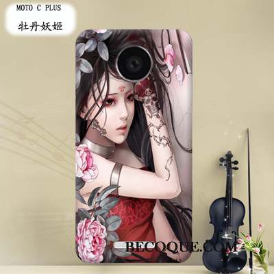 Moto C Plus Étui Violet Transparent Coque De Téléphone Dessin Animé Protection