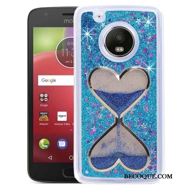 Moto E4 Coque Quicksand Rose Protection Étoile Tout Compris Étui