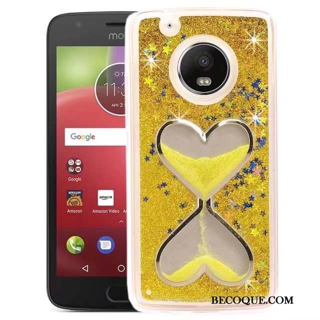 Moto E4 Coque Quicksand Rose Protection Étoile Tout Compris Étui