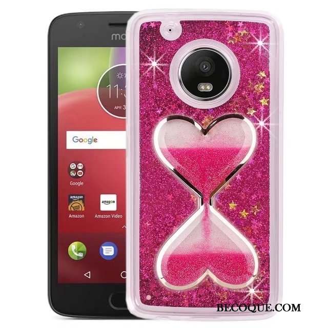 Moto E4 Coque Quicksand Rose Protection Étoile Tout Compris Étui