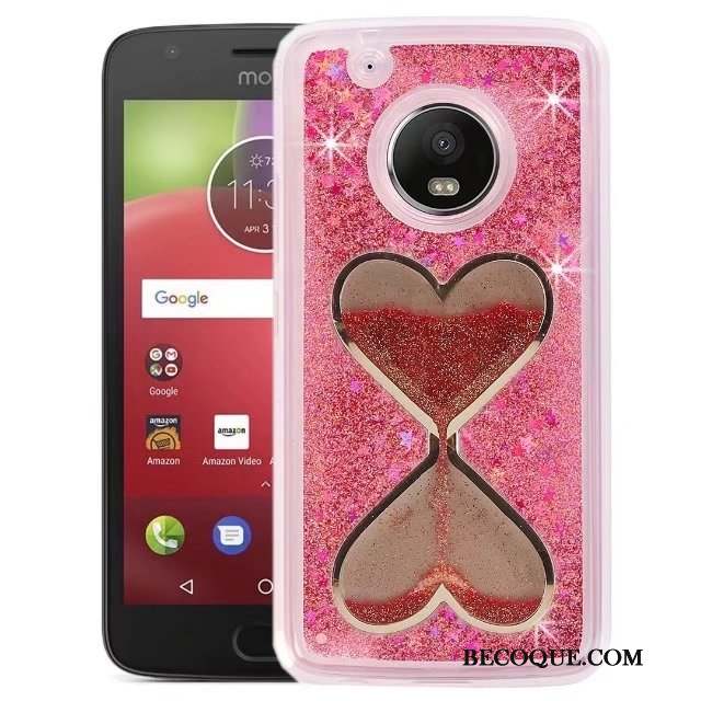 Moto E4 Coque Quicksand Rose Protection Étoile Tout Compris Étui