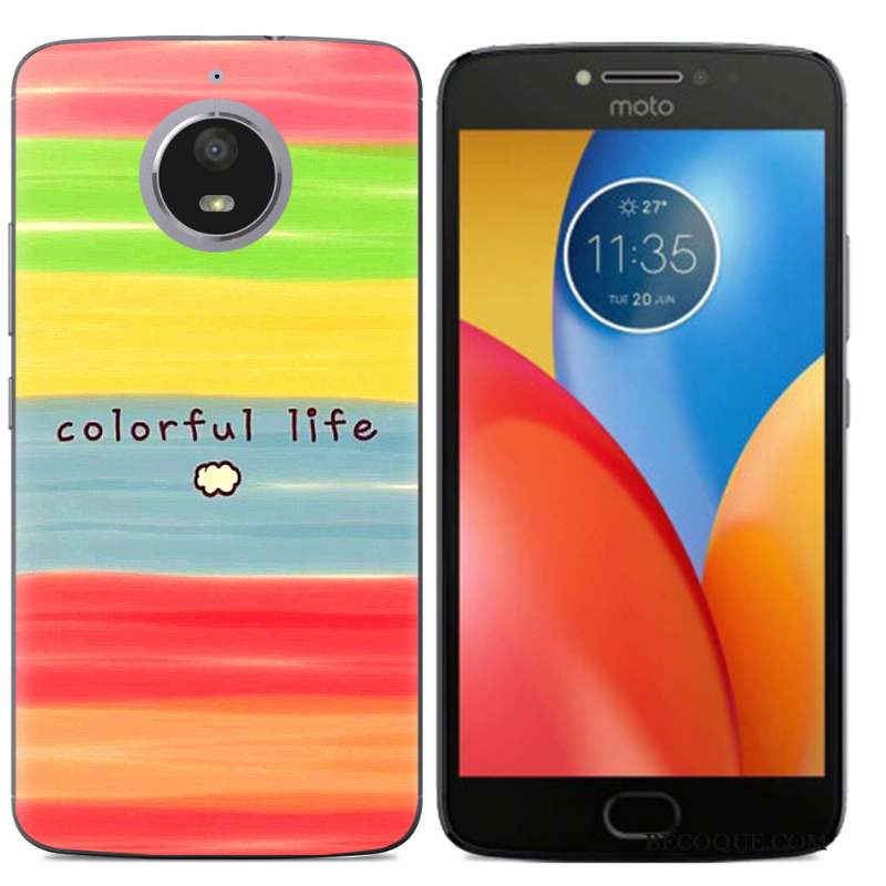 Moto E4 Plus Multicolore Téléphone Portable Fluide Doux Coque Peinture Créatif