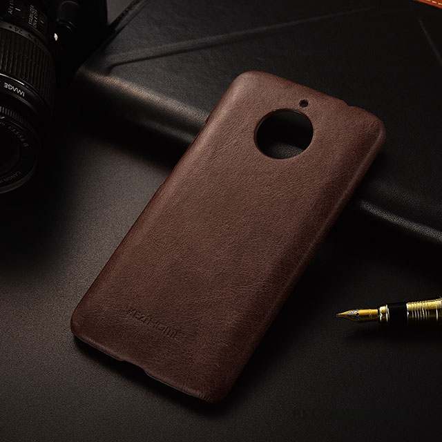 Moto E4 Plus Très Mince Coque De Téléphone Protection Cuir Véritable