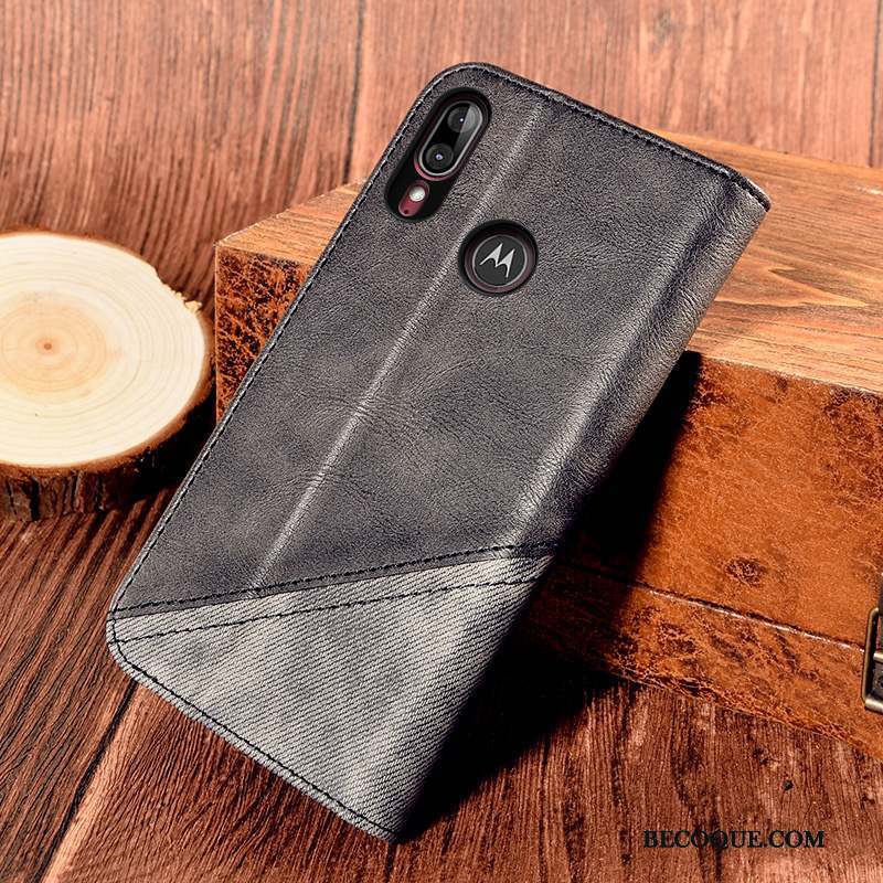 Moto E6 Plus Clamshell Fluide Doux Coque Téléphone Portable Noir Protection