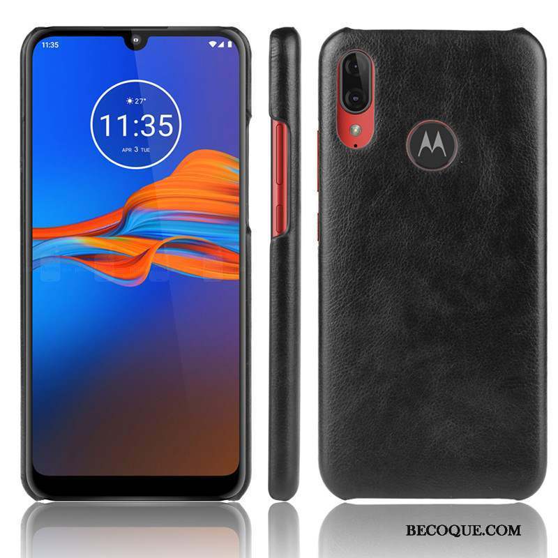 Moto E6 Plus Coque Cuir Rouge Qualité Protection Téléphone Portable