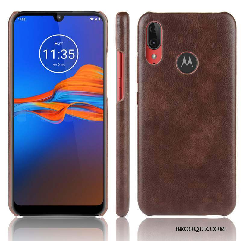 Moto E6 Plus Coque Cuir Rouge Qualité Protection Téléphone Portable