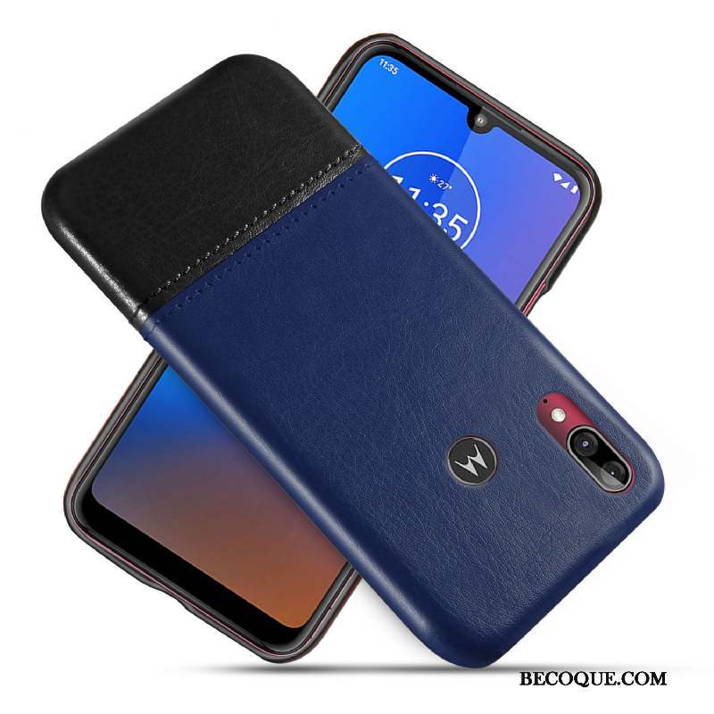 Moto E6 Plus Coque De Téléphone Noir Étui En Cuir Protection