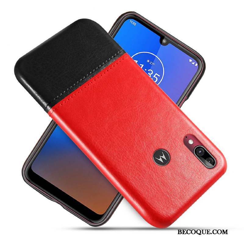 Moto E6 Plus Coque De Téléphone Noir Étui En Cuir Protection