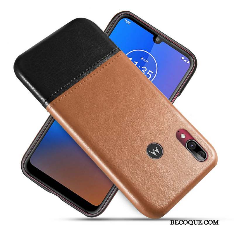 Moto E6 Plus Coque De Téléphone Noir Étui En Cuir Protection