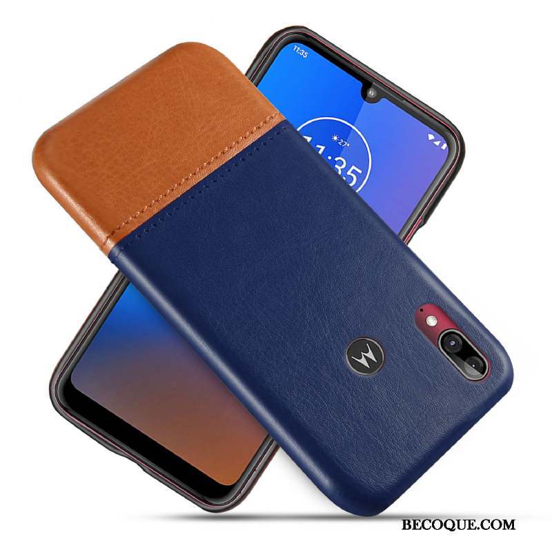 Moto E6 Plus Coque De Téléphone Noir Étui En Cuir Protection