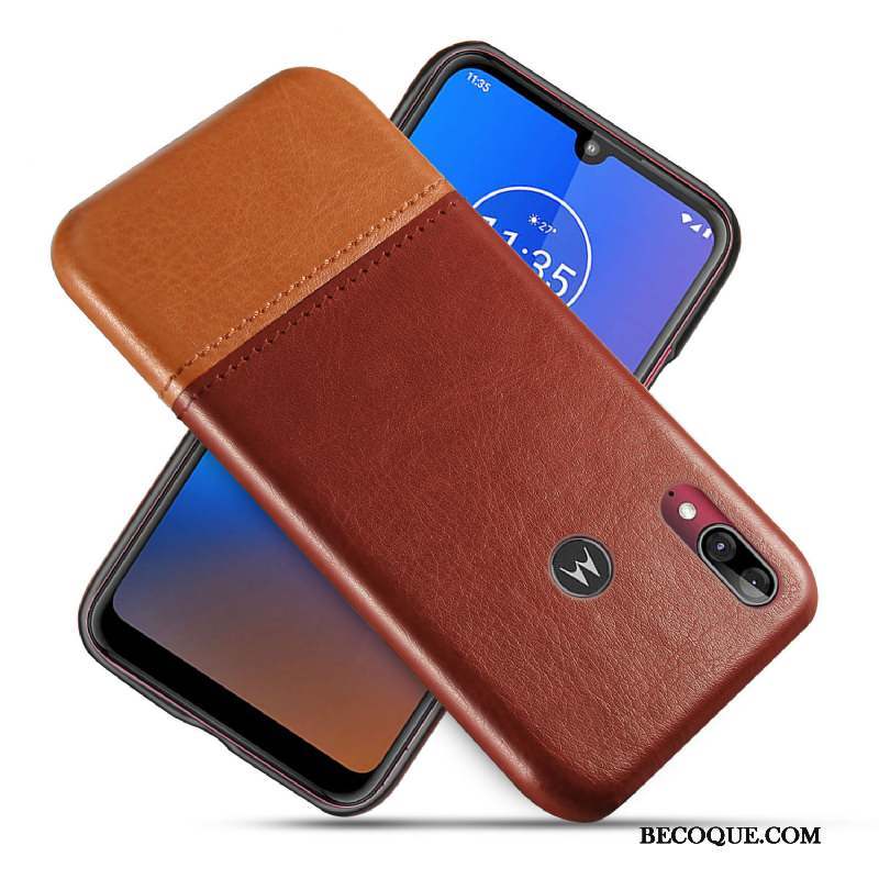 Moto E6 Plus Coque De Téléphone Noir Étui En Cuir Protection