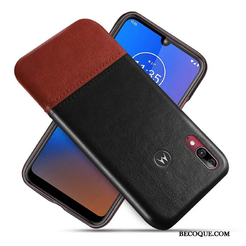 Moto E6 Plus Coque De Téléphone Noir Étui En Cuir Protection