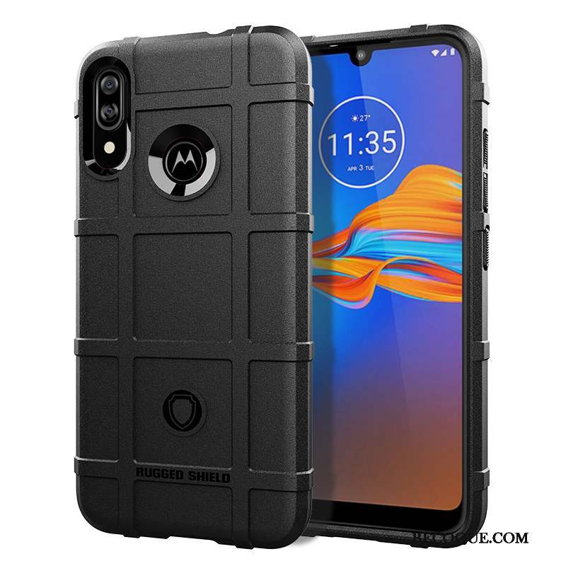 Moto E6 Plus Coque Silicone Pu Fluide Doux Étui Noir Protection