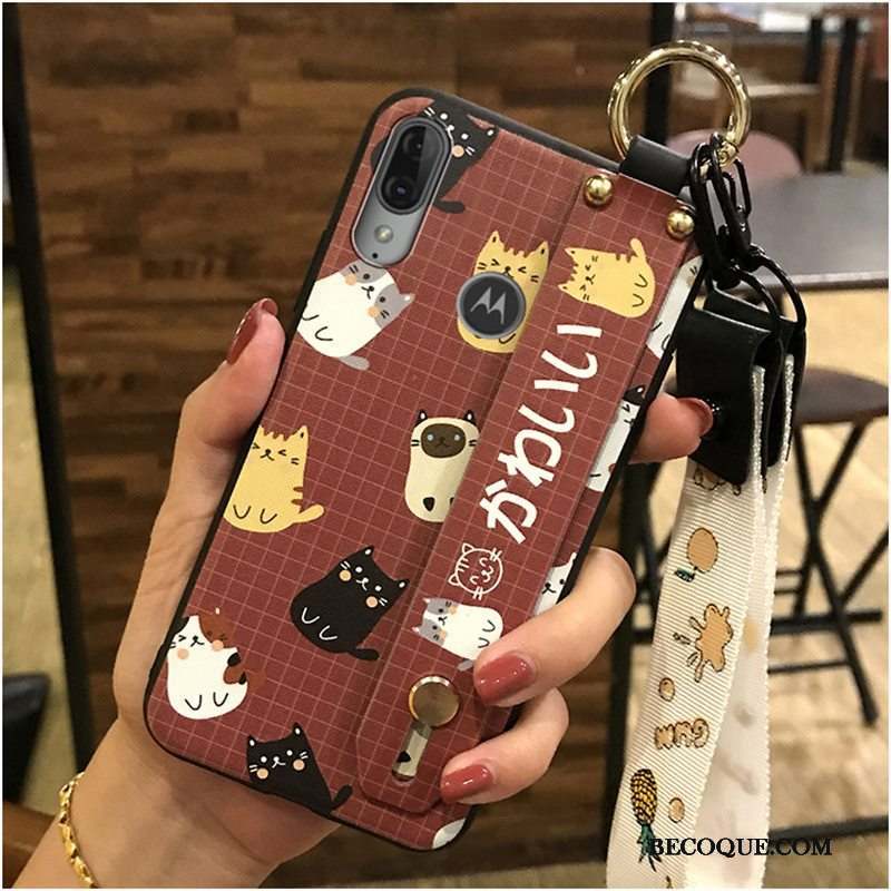 Moto E6 Plus Dessin Animé Support Coque Chaud Tendance Ornements Suspendus