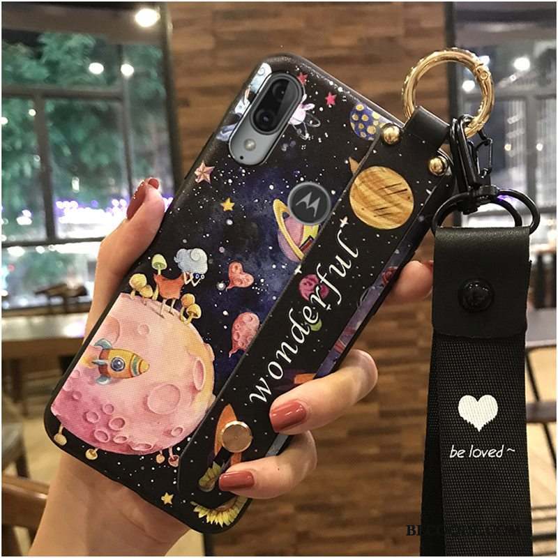 Moto E6 Plus Dessin Animé Support Coque Chaud Tendance Ornements Suspendus