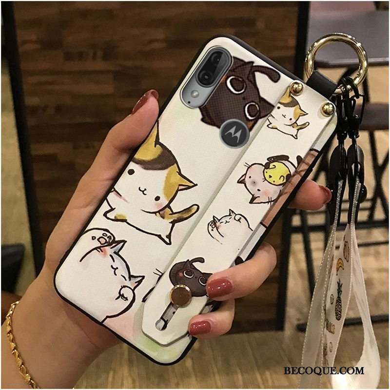 Moto E6 Plus Dessin Animé Support Coque Chaud Tendance Ornements Suspendus