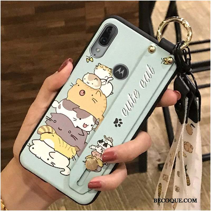 Moto E6 Plus Dessin Animé Support Coque Chaud Tendance Ornements Suspendus