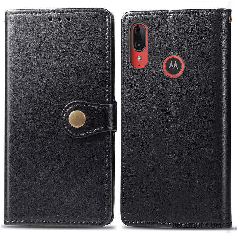 Moto E6 Plus Étui Couleur Unie Coque De Téléphone Protection Étui En Cuir Simple