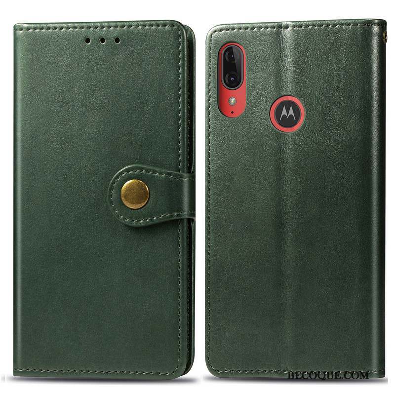 Moto E6 Plus Étui Couleur Unie Coque De Téléphone Protection Étui En Cuir Simple