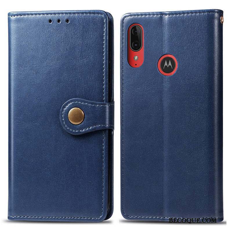 Moto E6 Plus Étui Couleur Unie Coque De Téléphone Protection Étui En Cuir Simple