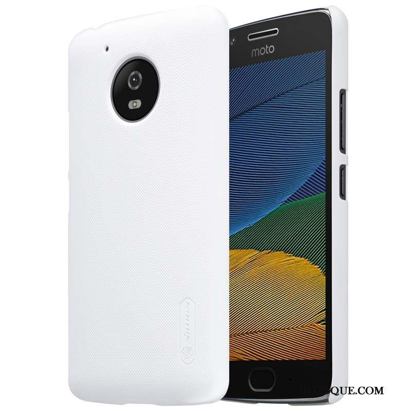 Moto G5 Coque Blanc Protection Délavé En Daim Or Difficile Mince