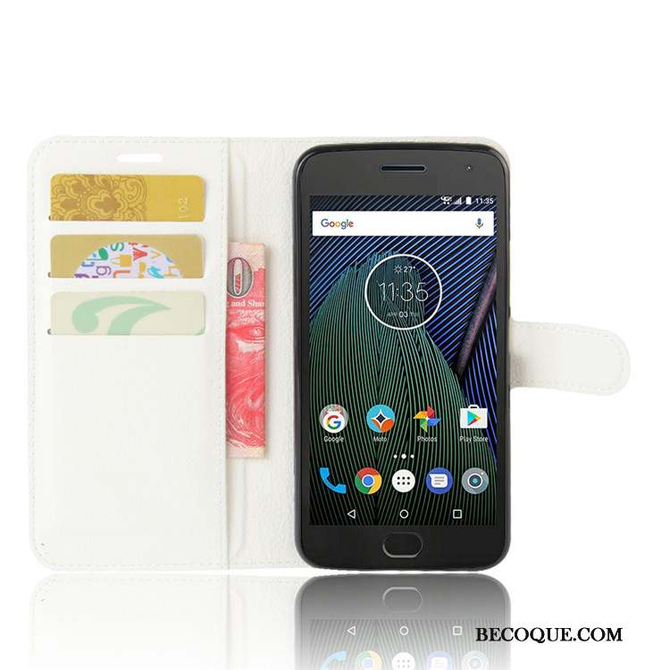 Moto G5 Coque Bleu Clair Étui En Cuir Téléphone Portable Carte Protection Portefeuille