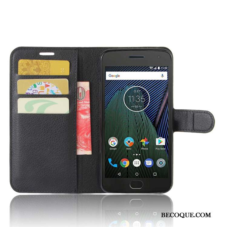 Moto G5 Coque Bleu Clair Étui En Cuir Téléphone Portable Carte Protection Portefeuille