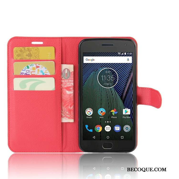 Moto G5 Coque Bleu Clair Étui En Cuir Téléphone Portable Carte Protection Portefeuille