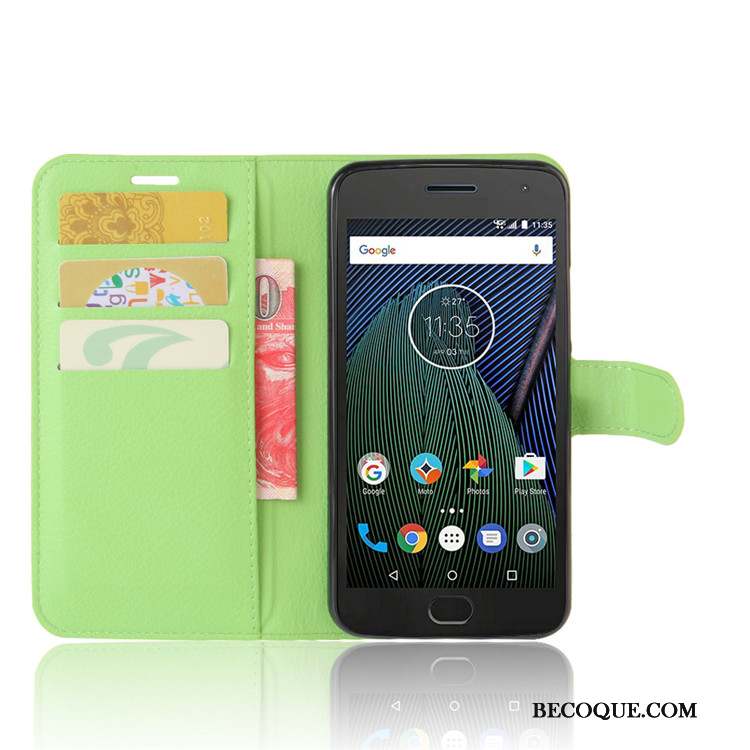 Moto G5 Coque Bleu Clair Étui En Cuir Téléphone Portable Carte Protection Portefeuille