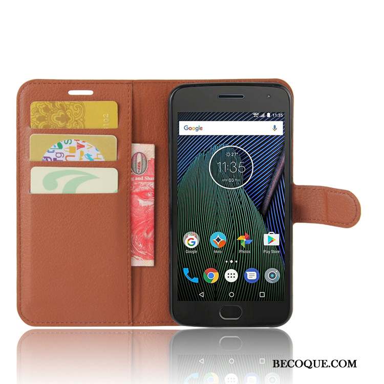 Moto G5 Coque Bleu Clair Étui En Cuir Téléphone Portable Carte Protection Portefeuille