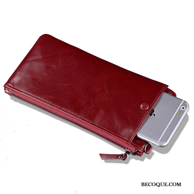 Moto G5 Coque De Téléphone Rouge Pochette Cuir Véritable Portefeuille Incassable