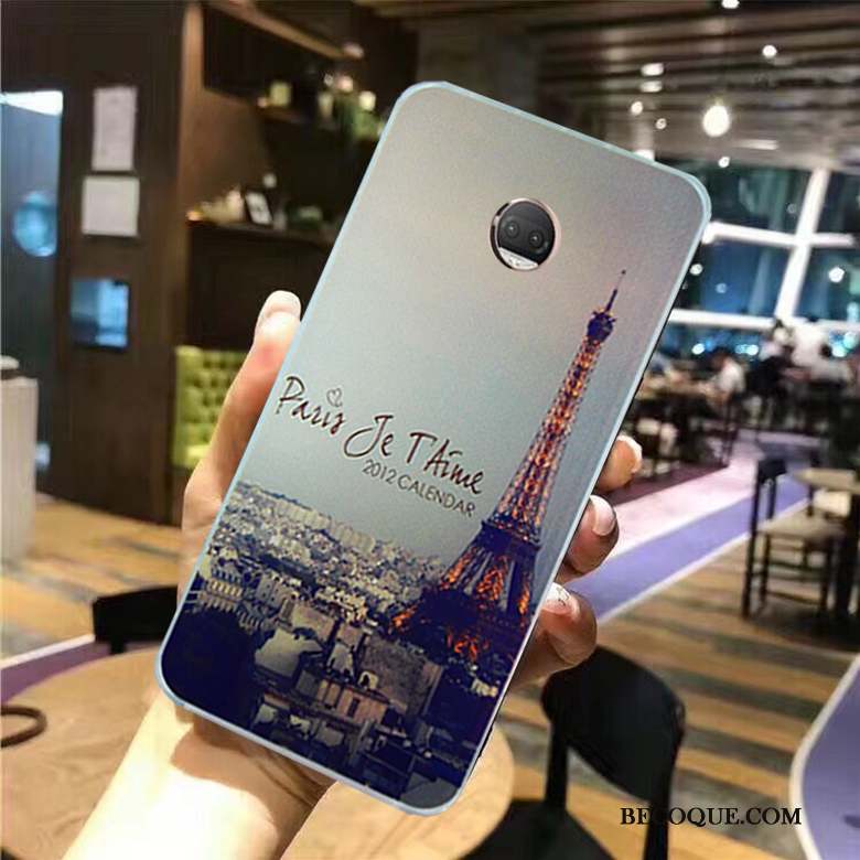 Moto G5 Plus Bleu Téléphone Portable Coque Fluide Doux Étui Peinture